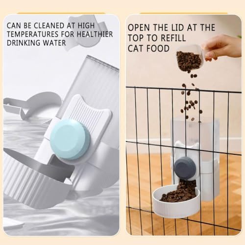 kathson Rabbit Feeder,Bunny Water Bottle Dispenser,Pet Cage Food Bowl,Grey - Image 5