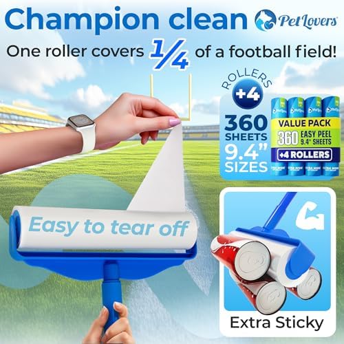 PetLovers Large Lint Roller with 3 Refills – 360 Total Sheets for Tackling Pet Hair, Extra Large Floor and Carpet Roller for Homes with Pets, Perfect for Floors, Furniture, and Loving Pet Owners - Image 4