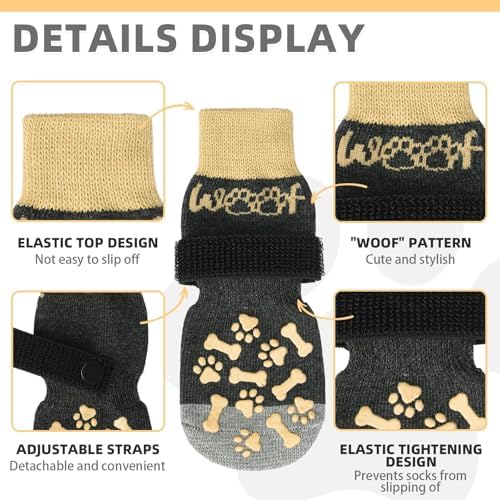 KOOLTAIL Dog Socks Shoes for Hot Pavement to Prevent Licking Paws, Winter Dog Boots & Paw Protector for Hardwood Floors Anti Slip,Traction Control Grip Booties for Small Medium Large Senior Dogs, S - Image 2