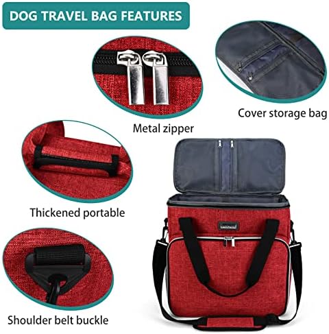 BAGLHER Dog Travel Bag, Pet Travel Bag (ALL Pet Travel Supplies), With 2 Pet Food Containers and 2 Collapsible Silicone Bowls; Essential Kits for Travel Red - Image 4