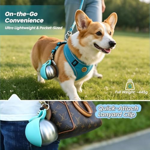 2-in-1 Dog Water Bottle - Portable Pet Travel Flask with Bowl -Pink - Image 4