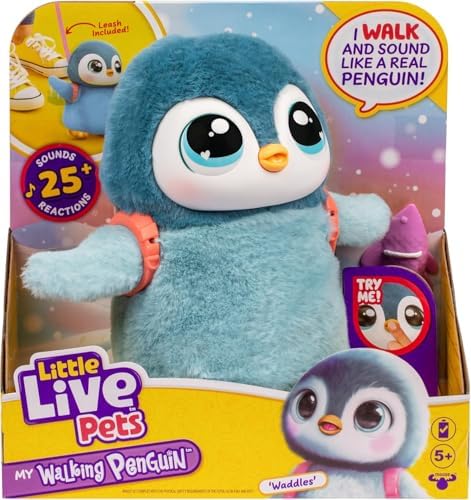 Little Live Pets Walking Penguin My Pet Waddles, Interactive Plush Penguin with 25+ Sounds and Detachable Leash, Toy Penguins for Kids of Ages 5+ - Image 2
