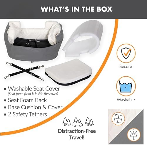 K&H Bucket Booster Dog Car Seat, Cat & Dog Booster Seat, Small Gray/Cream - Image 5