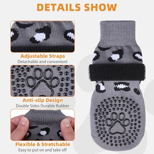 KOOLTAIL Dog Socks for Hot/Cold Pavement to Prevent Licking Paws,Dog Boots&Paw Protector for Hardwood Floors Anti Slip,Traction Control No Twist Grip Booties for Small Medium Large Senior Dogs XL - Image 5