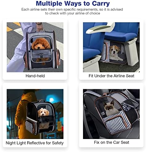 Extra Large Cat Backpack Carrier Expandable Pet Carrier Backpack for Small Dogs Medium Cats Fit Up to 18 Lbs, Dog Backpack Carrier, Foldable Puppy Backpack Carrier for Travel, Hiking,Striped - Image 6