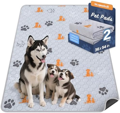 WanpeeGoo Washable Pee Pads for Dogs, Waterproof, 36 x 54 in, 2 Pack, Orng by WanpeeGoo