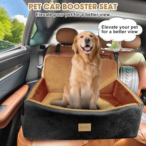 Dog Car Seat for Large Medium Sized Dogs Under 55 lbs, Dog Booster Seat for 2 Small Dogs with Detachable Washable Cover and Cushion, Memory Foam Pet Car Seat with 2 Safety Belts and Storage Pockets - Image 3