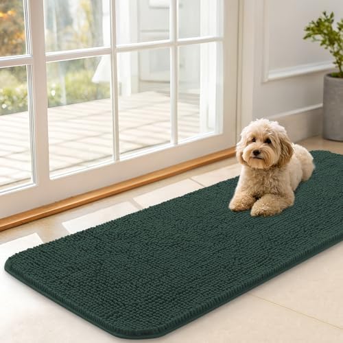 OLANLY Dog Door Mat for Muddy Paws 47x17, Super Absorbent Chenille Mud Mat by OLANLY