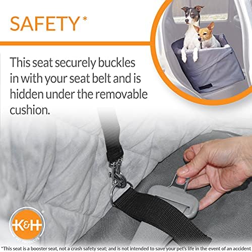 K&H Pet Products Bucket Booster Dog Car Seat, Washable Cat & Dog Car Seat, Sturdy Booster for Small to Medium Pets, 2 Safety Leashes, Small Gray/Gray - Image 3