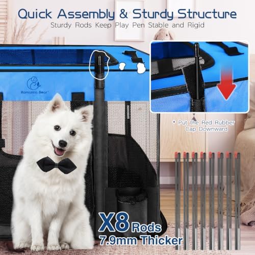 ROMANTIC BEAR Dog Playpen,Foldable Pet Puppy Cat Playpen,L(40"x32"x24") - Image 4
