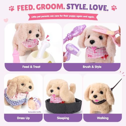 AuntyFey Robot Dog Toy for Kids, Walking Puppy Pet Care Set with Carrier - Image 3