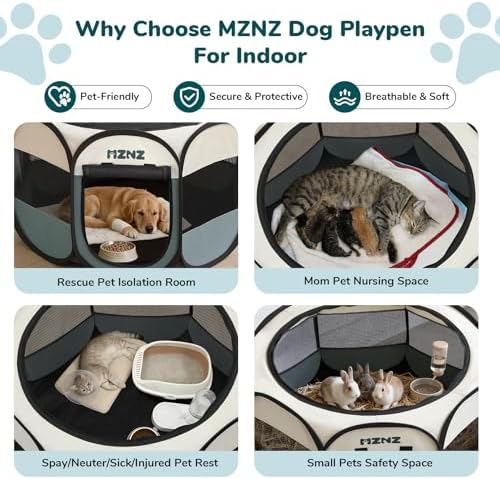 Dog Playpen, Portable Puppy Pet Crate Indoors for Small/Medium/Large Dogs Cats Rabbits, Foldable Dog Cage Enclosure for Outdoor, Pop Up Dogs Tent Kennel with Carrying Case, Grey - Image 3