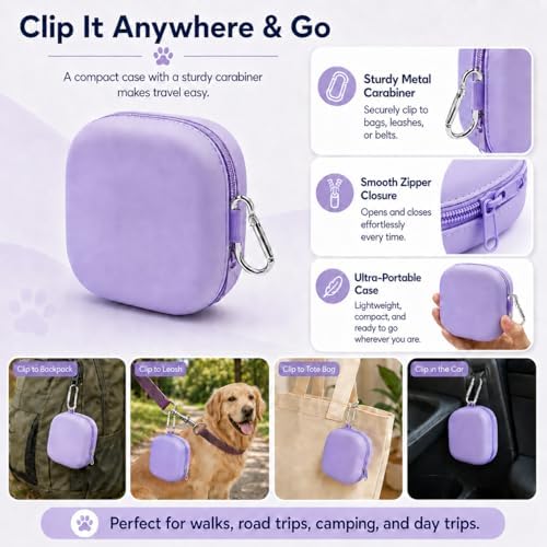Portable Dog Bowl, Collapsible 2-in-1 Travel Dog Bowls with Carabiner Clip, Silicone Double Pet Food and Water Dish for Outdoor Camping and Hiking (Purple) - Image 5