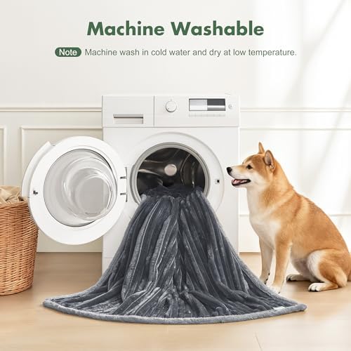 Waterproof Dog Blanket for Couch - Washable Medium Pet Blanket for Furniture Protector, Cozy Fleece Calming Dog Crate Blankets for Indoors & Outdoors, Dark Grey, 30"x40" - Image 6
