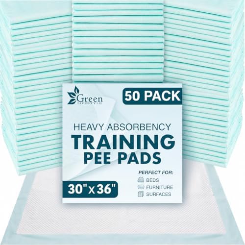GREEN LIFESTYLE Underpads - Pet Training Pads for Dogs, Cats, Bunny, Chucks Pads for Adults, for use as Incontinence Bed Pads, Seniors Bed Pad (Pack of 50 - 30x36) by GreenLifeStyle