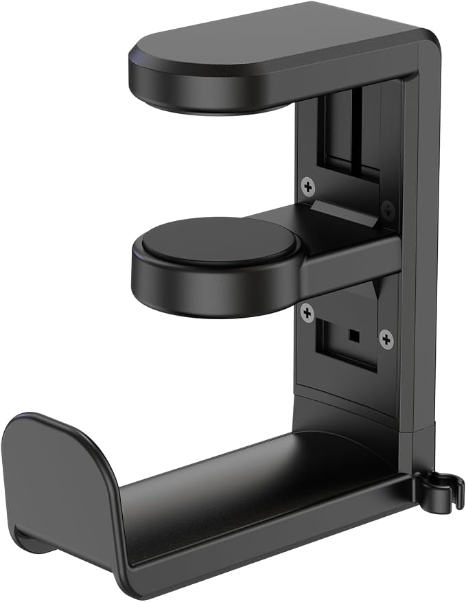 EURPMASK Rotating Headphone Stand - PC Gaming Headset Holder, Adjustable Clamp-on Under Desk Hanger With 360 Degree Swivel & Cable Clip Organizer - Black by EURPMASKChoosethecolorofeurope