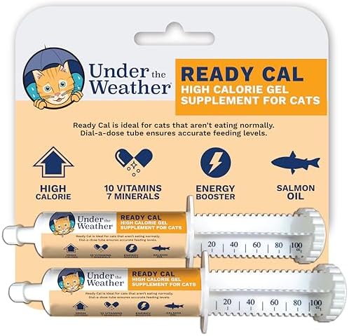 Under The Weather Pet | Ready Cal for Cats 100cc | High Calorie Supplement | Cat Weight Gainer and High Calorie Booster | 10 Vitamins, 7 Minerals & Omega Fatty Acids (2 Pack) by UndertheWeather