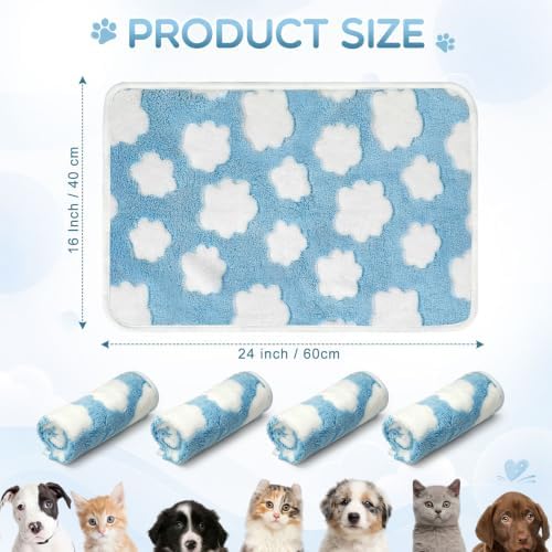 Tatuo 4 Pcs Fleece Dog Blankets for Puppy Cat, Sky Blue, 24 x 16 in, Cloud - Image 6