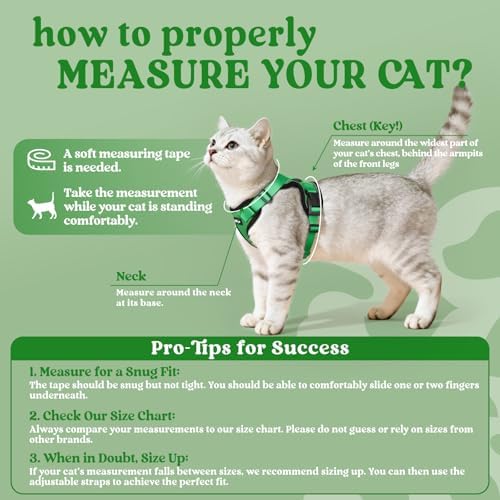 rabbitgoo Cat Harness and Leash Set, Escape Proof Vest, Grass Green - Image 2
