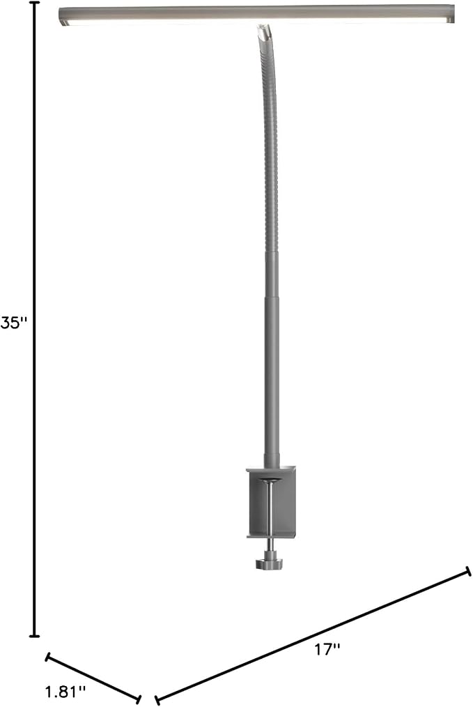 Airlonv LED Desk Lamp for Office Home, Eye-Caring Desk Light with Stepless Dimming Adjustable Flexible Gooseneck, 10W USB Adapter Desk Lamp with Clamp for Reading, Study, Workbench (Grey) - Image 7