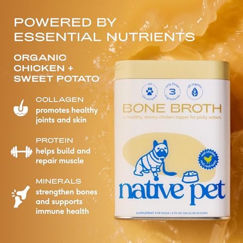 Native Pet Bone Broth for Dogs and Cats - Chicken Bone Broth Powder Dog Food Toppers for Picky Eaters - Provides Extra Nutrition for Joint Strength, Immune Support & Heart Health - 96 Scoops - Image 2