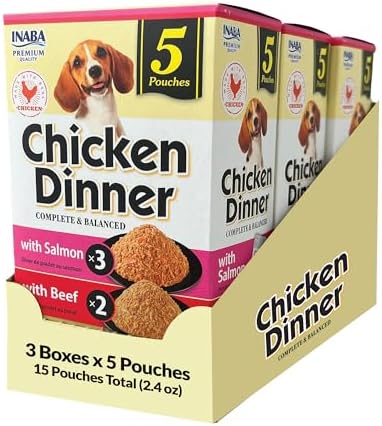 INABA Chicken Dinner Wet Dog Food, Salmon Beef Variety, 15ct by INABA