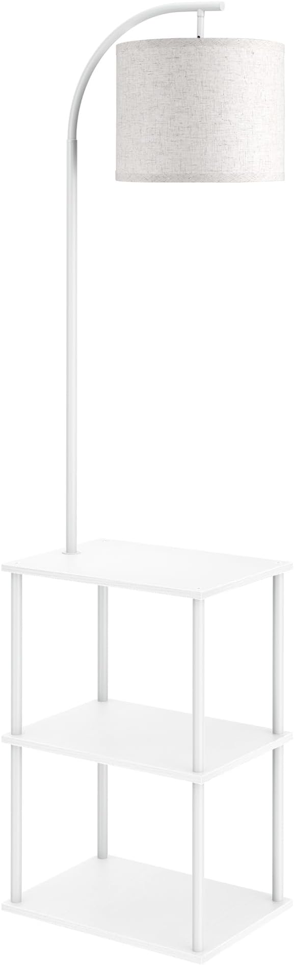 PARTPHONER Floor Lamp with Table, Night Stand with Lamp, Narrow Side Table with 3CCT LED Bulb, Small Coffee Table, Modern End Table with Storage Shelves for Living Room Bedroom Home Décor, White - Image 9