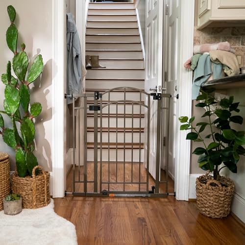 Ingenuity Decorative Extra Tall Baby Gate & Dog Gate, 28.5"-48" Wide, 36" Tall, Hardware or Pressure Mounted, Install on Top or Bottom of Stairs, Banister, or Doorway - Bronze - Image 2