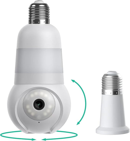 Luna Light Bulb Security Cameras Wireless Outdoor Indoor, 360° Pan Tilt, Color Night Vision, LED Bulb & Spotlight, 2.4GHz 5GHz Wi-Fi, Porch Light Cameras for Home Security (2026 Upgrade Version) by LUNAHOME