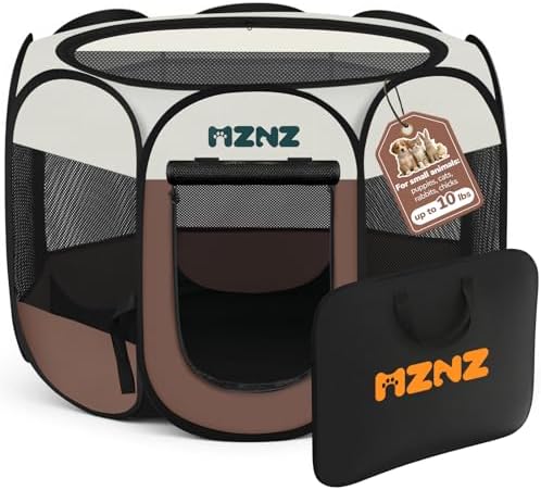 Dog Cat Small Animal Puppy Playpen Crate, Small, Brown by MZNZ