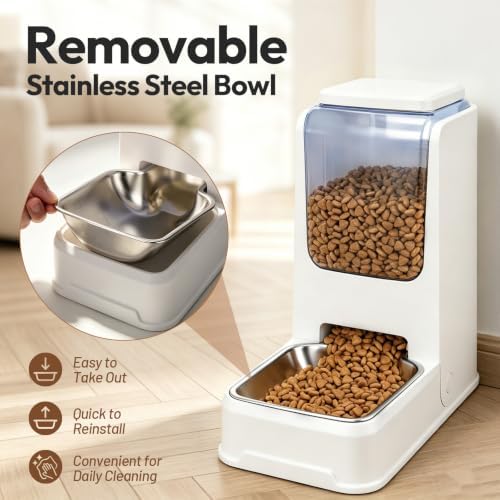 Automatic Cat Feeder, Pet Food Dispenser for Cats Dog (White) - Image 5