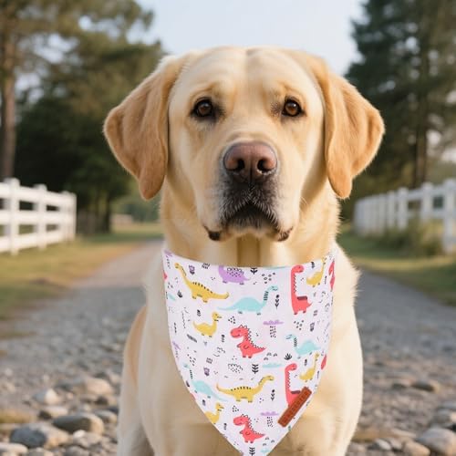 ADOGGYGO Dinosaur Dog Bandanas Boy, 2 Pack Cute Dino Puppy Bandana, X-Large - Image 2