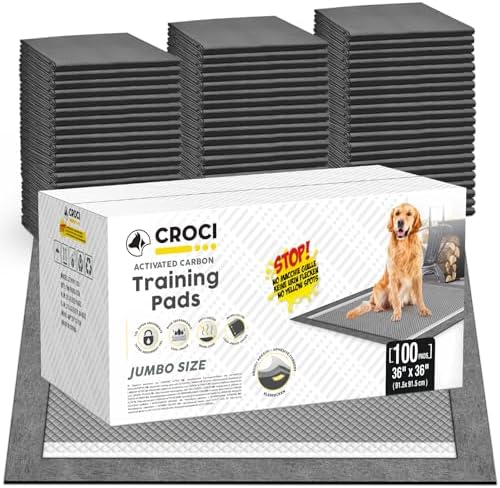 CROCI Charcoal Pee Pads for Dogs Odor Control Leak Proof 36x36in 100Ct by CROCI