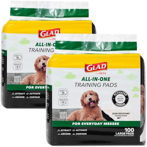 Glad for Pets Activated Carbon Disposable Dog Training Pads, 100 Ct, 2-Pack by GladTrashFoodStorage