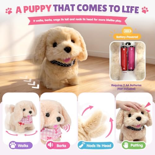 AuntyFey Robot Dog Toy for Kids, Walking Puppy Pet Care Set with Carrier - Image 2