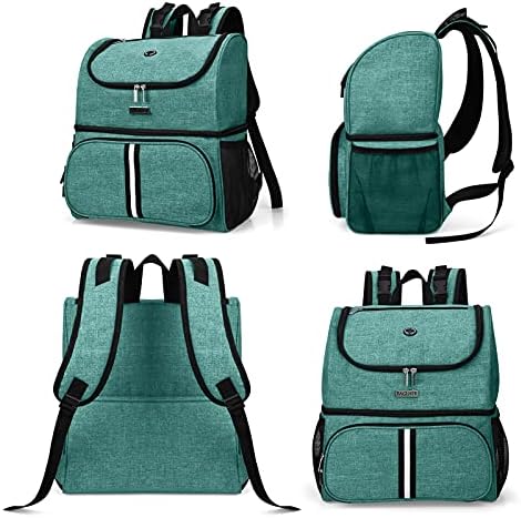 BAGLHER Pet Travel Bag, Double-Layer Pet Supplies Backpack (for All Pet Travel Supplies), Pet Travel Backpack with 2 Silicone Collapsible Bowls and 2 Food Baskets Green - Image 2