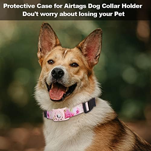 Dog Collar, Compatible with AirTag, Polyester Pet Cat Puppy Collar for Small, Medium, Large, & Extra Large Dogs, Pink Rose, S: 9.8''-15.7'' Neck - Image 2
