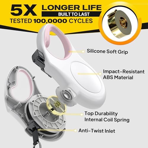 Fida Retractable Dog Leash X-Small Breed, 10 ft Durable Pet Walking Leash for Extra Small Dogs/Cats/Small Animals up to 18 lbs, 360° Tangle Free, White - Image 4