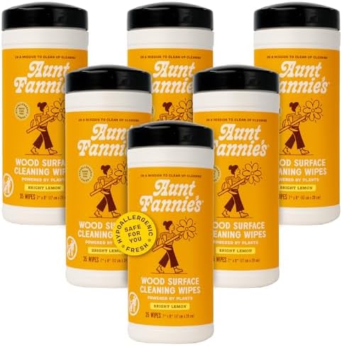 Aunt Fannie's Wood Surface Cleaning Wipes, Lemon, 35 Count, Pack of 6 by AuntFannies