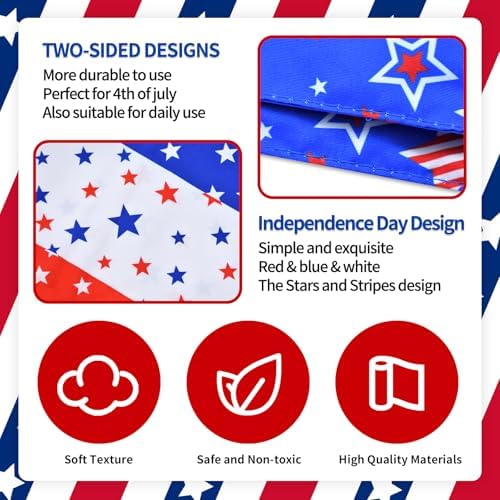 2 Pieces 4th of July Dog Bandanas, Patriotic Dog Bandanas Double Sided Reversible Triangle Scarves with American Flag Stars and Stripes Design for Dogs and Cats - Image 3