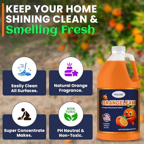 Multi Purpose Cleaner Pet Odor eliminator 64oz - Concentrate MAKES 32 GALLON - MADE IN USA- pH Neutral - Strong Floor Cleaner Odor eliminator - Stain Remover Cleaner & Deodorant (64 Fl Oz, Orangelean) - Image 4