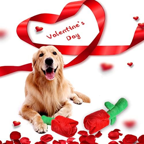 lilfrd Rose Valentines Day Dog Toy, Squeaky Crinkle Puzzle Gift for Dogs - Image 2
