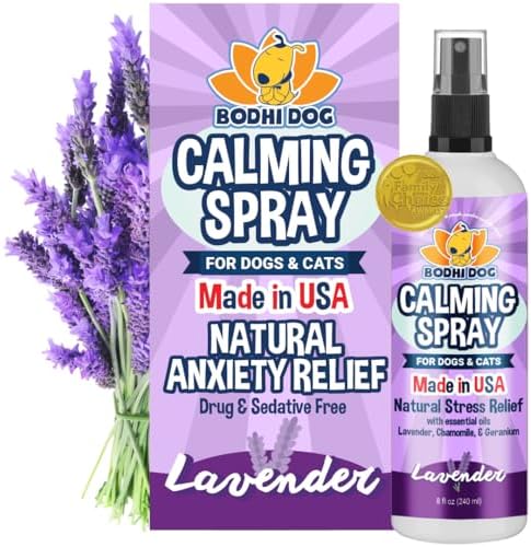 Bodhi Dog Calming Spray for Dogs & Cats - Natural Dog Anxiety Relief for Travel, Fireworks & Vet - Cat Calming Spray & Detangler with Lavender - Made in USA (8 oz) by BodhiDog