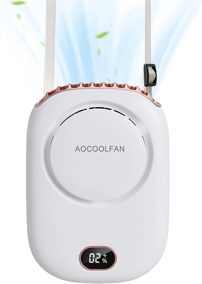 AOCOOLFAN Portable Neck Fan, Mini Small Personal Handheld Fan USB Rechargeable 3 Speed for Girls Boys Woman Eyelash Travel Home Office Outdoor (White) by AOCOOLFAN