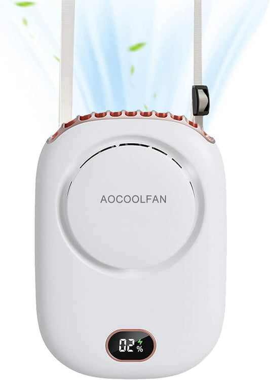 AOCOOLFAN Portable Neck Fan, Mini Small Personal Handheld Fan USB Rechargeable 3 Speed for Girls Boys Woman Eyelash Travel Home Office Outdoor (White) by AOCOOLFAN