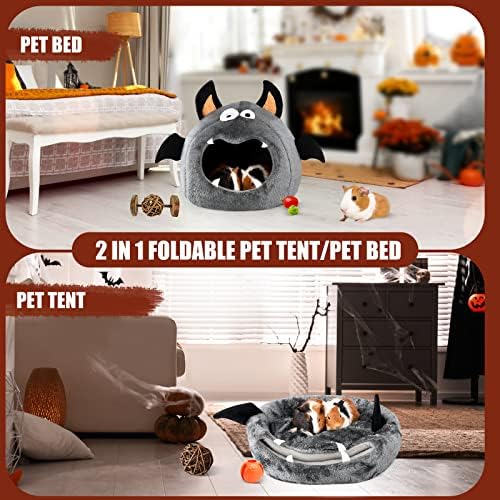 Guinea Pig Hideout - Guinea Pig Bed, Halloween Style Small Pet Hides, Ideal Bed for Small Pets, Bat Shape, Dark Gray - Image 2