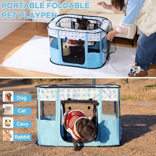 XRG Foldable Pet Playpen,Indoor Cat cage Puppy Crates L(35.4"x27.6"x23.6") - Image 3