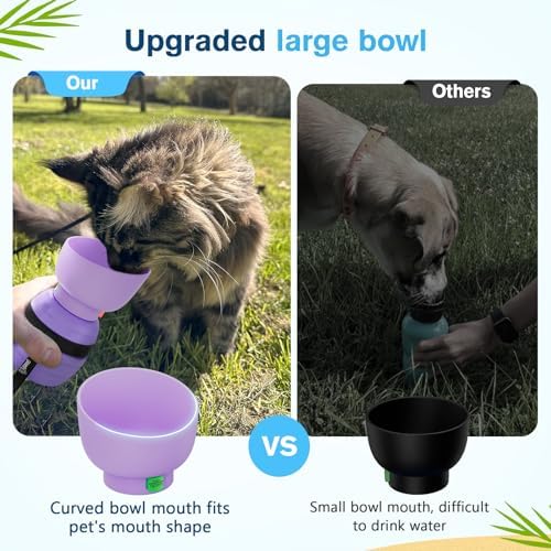 Pecute Portable Dog Water Bottle, 2 in 1 Cat Dog Travel Water Bottle Bowl Leakproof with Double Seal, BPA Free, Lightweight, Pet Small Animal Water Bottel Dispenser for Outdoor Walking Hiking Travels - Image 7