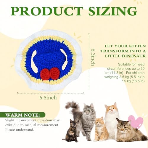 White Snow Cat Hat, Cotton & Soft Cute Knitted Hats for Cats Birthday Party Spring Christmas Puppy Hat for Small Pets (White Snow, M) - Image 6
