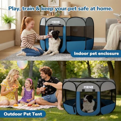 Dog Cat Small Animal Puppy Playpen Crate, Large, Grey Blue - Image 5